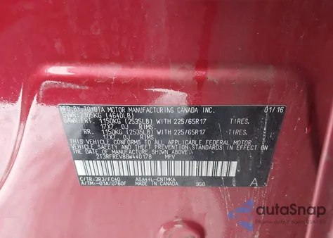 2016 Toyota Rav4 Xle from USA, damaged, VIN 2T3RFREV8GW440178